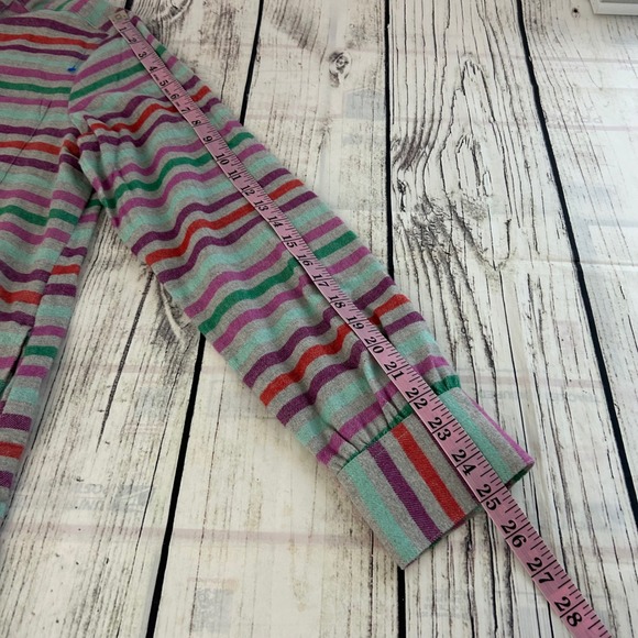 Lands End Women L14-16 Flannel Tunic Mandarin Collar Striped Cotton Shirt Pocket - Picture 9 of 9